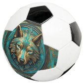 ターコイズと金ゴールドウルフ サッカーボール (3/4)