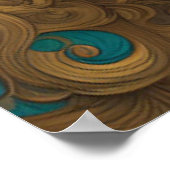 ターコイズと金ゴールドウルフ ポスター (角)