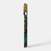 ターコイズと金ゴールドウルフ iPhone 15ケース (左側面)