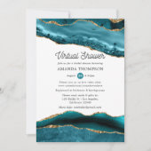 ターコイズと金ゴールドエージェントの仮想ブライダルシャワー 招待状 (正面)