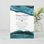 ターコイズと金ゴールドエージェントの仮想ブライダルシャワー 招待状 (スタンド正面)