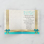 ターコイズと金ゴールドオンダマスク 招待状 (内部)