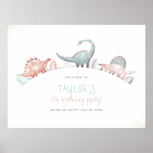 ターコイズと金ゴールドガールドロウナスバースデーパーティー ポスター (正面)