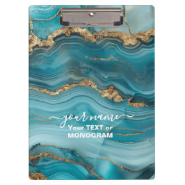 ターコイズと金ゴールドグリッター瑪瑙 クリップボード