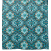 ターコイズと金ゴールドグリッター瑪瑙 シャワーカーテン (正面)