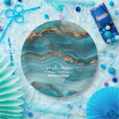 ターコイズと金ゴールドグリッター瑪瑙 ペーパープレート (パーティー)