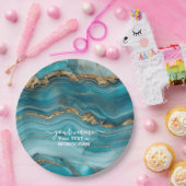 ターコイズと金ゴールドグリッター瑪瑙 ペーパープレート (パーティー)