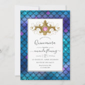 ターコイズと金ゴールドジェムストンマーメイドキンセアニラ 招待状 (正面)