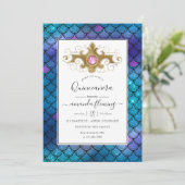 ターコイズと金ゴールドジェムストンマーメイドキンセアニラ 招待状 (スタンド正面)