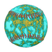 ターコイズと金ゴールドパターン 野球ボール (裏面)
