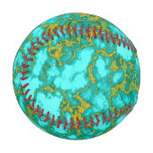 ターコイズと金ゴールドパターン 野球ボール (正面左)