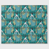 ターコイズと金ゴールドパリアールデコ ラッピングペーパー (フラット)