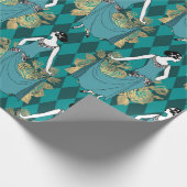 ターコイズと金ゴールドパリアールデコ ラッピングペーパー (角)