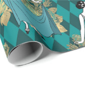 ターコイズと金ゴールドパリアールデコ ラッピングペーパー (ロールコーナー)
