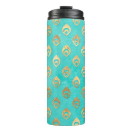 ターコイズと金ゴールドピーコック タンブラー