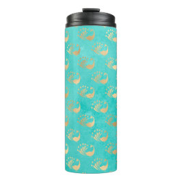 ターコイズと金ゴールドピーコック タンブラー