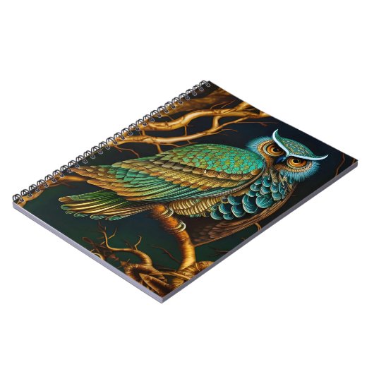 ターコイズと金ゴールドフクロウ ノートブック (左側)