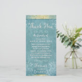 ターコイズと金ゴールドフローラありがとう同情カード サンキューカード (スタンド正面)