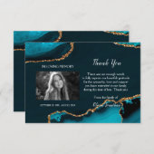 ターコイズと金ゴールドメモリアルサンキューカード サンキューカード (正面/裏面)