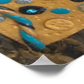 ターコイズと金ゴールドモザイクタイル ポスター (角)