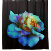 ターコイズと金ゴールドレインボーバラシャワーカーテン シャワーカーテン (正面)