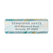 ターコイズと金ゴールド大理石スワールゲートのゲートウェイアドレス ラベル (正面)