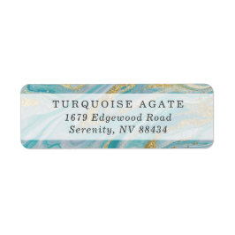 ターコイズと金ゴールド大理石スワールゲートのゲートウェイアドレス ラベル