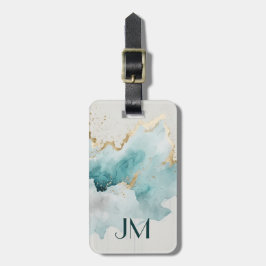 ターコイズと金ゴールド大理石 ラゲッジタグ