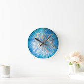 ターコイズと金ゴールド時計 ラウンド壁時計 (ホーム)