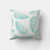 ターコイズと金ゴールド熱帯性パーム葉パターン クッション (裏面)