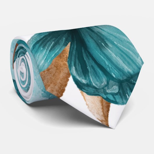 ターコイズと金ゴールド結婚の新郎 ネクタイ (ロール)