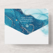 ターコイズと金ゴールド結婚インクの全てを一つのinvitati オールインワン招待状 (裏面)