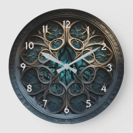 ターコイズと金ゴールド装飾ゴシック壁時計 ラージ壁時計