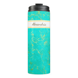 ターコイズと金ゴールド静脈石のパターンと名前 タンブラー