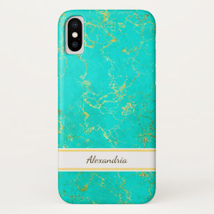 ターコイズと金ゴールド静脈石のパターンと名前 iPhone X ケース