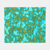 ターコイズと金ゴールド フリースブランケット (正面(横))