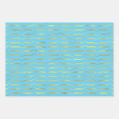 ターコイズと金ゴールド ラッピングペーパーシート (正面2)