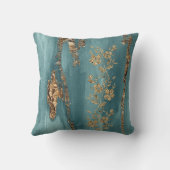 ターコイズと金箔の花 クッション (裏面)
