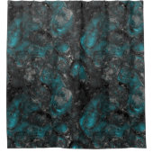 ターコイズと銀 シャワーカーテン (正面)