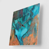 ターコイズと銅角壁時計 スクエア壁時計 (傾斜)