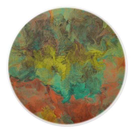 ターコイズと銅(金ゴールドアクセント付) セラミックノブ (正面)