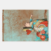 ターコイズと錆のクイーンハート ラッピングペーパーシート (正面)