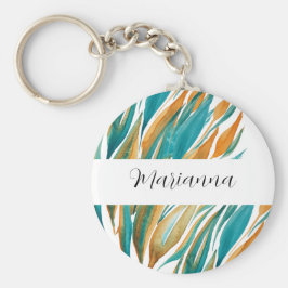 ターコイズと錆び秋水カラーハンド絵を描 キーホルダー