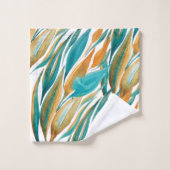 ターコイズと錆び秋水カラーハンド絵を描 バスタオルセット (ウォッシュタオル)