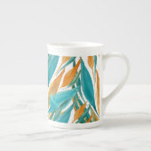 ターコイズと錆び秋水カラーハンド絵を描 ボーンチャイナマグカップ (右)