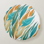 ターコイズと錆び秋水カラーハンド絵を描 ラウンドクッション (裏面)
