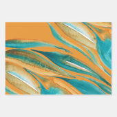 ターコイズと錆び秋水カラーハンド絵を描 ラッピングペーパーシート (正面2)