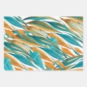 ターコイズと錆び秋水カラーハンド絵を描 ラッピングペーパーシート (正面)