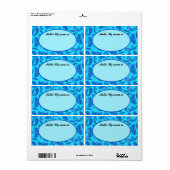 ターコイズと青のペイズリー名タグラベル ラベル (フルシート)