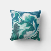 ターコイズと青の海波 クッション (正面)